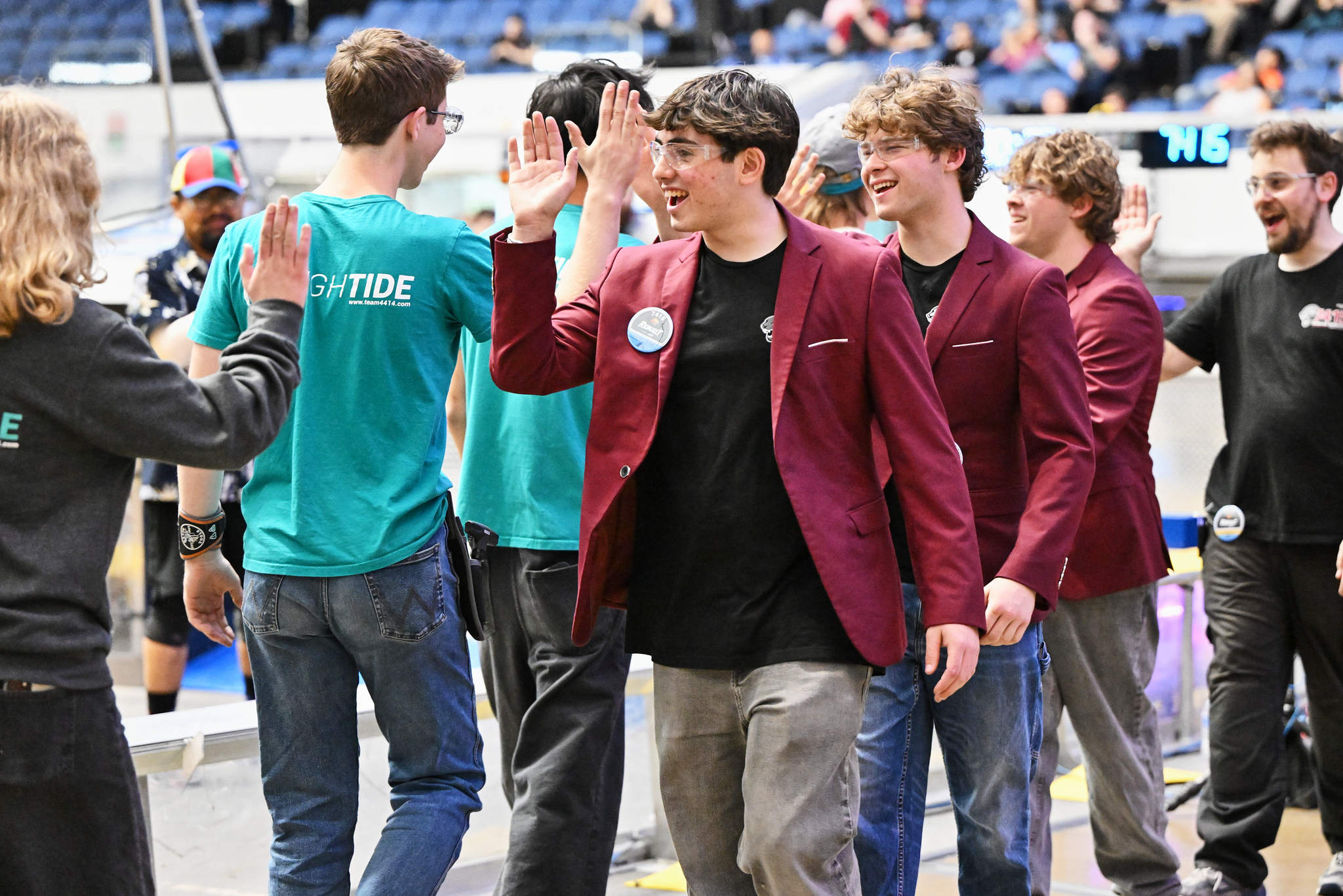 Post-match high fives